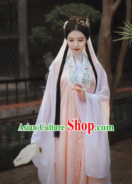 Traditional Chinese Ming Dynasty Taoist Nun Historical Costume Ancient Drama Princess Pink Hanfu Dress for Women