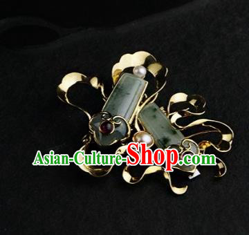 Chinese Ancient Court Jade Brooch Traditional Princess Hanfu Breastpin Jewelry Accessories for Women