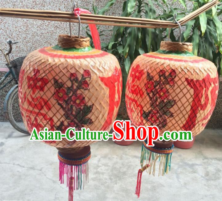 Chinese Traditional Bamboo Weaving Craft Lantern Handmade Dragon Pattern Palace Lanterns