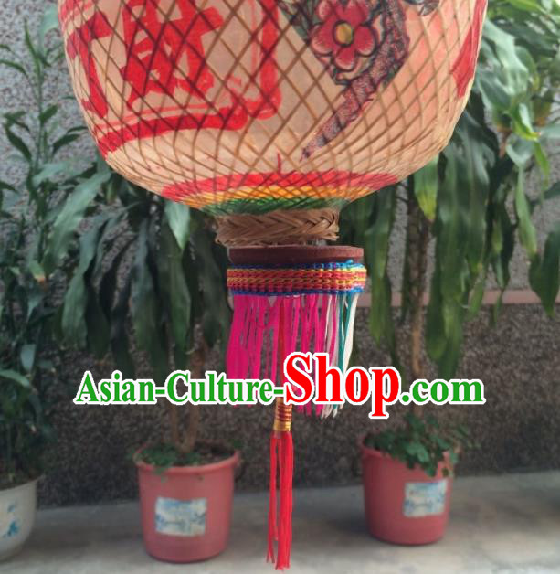 Chinese Traditional Bamboo Weaving Craft Lantern Handmade Dragon Pattern Palace Lanterns