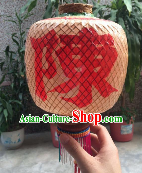 Chinese Traditional Bamboo Weaving Craft Lantern Handmade Dragon Pattern Palace Lanterns