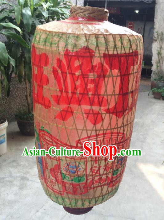 Chinese Traditional Hanging Lantern Handmade Bamboo Weaving Painting Palace Lanterns