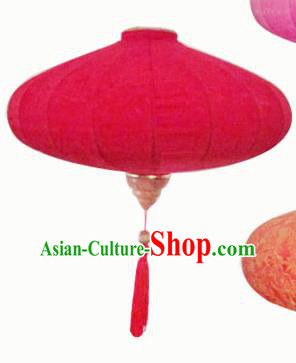 Chinese Traditional Red Saucer Shaped Hanging Lantern Wedding Handmade Palace Lanterns