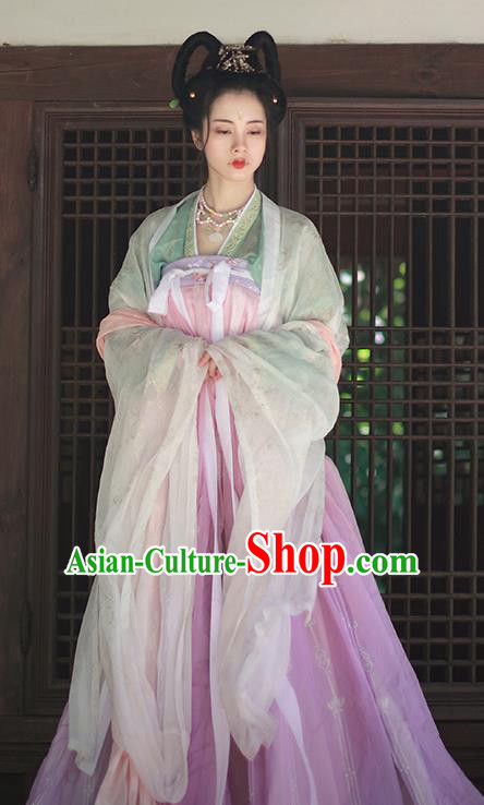 Chinese Traditional Tang Dynasty Court Princess Replica Costumes Ancient Peri Goddess Hanfu Dress for Women