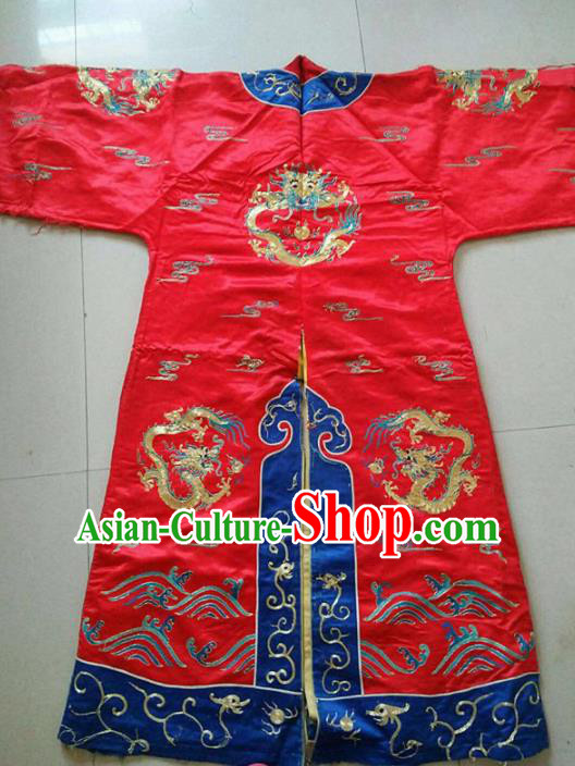 Chinese Traditional Tang Suit Embroidered Red Cheongsam National Costume Qipao Dress for Women