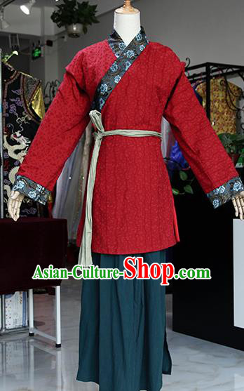 Chinese Ancient Drama Maidservants Red Costumes Traditional Song Dynasty Water Margin Pan Jinlian Dress for Women