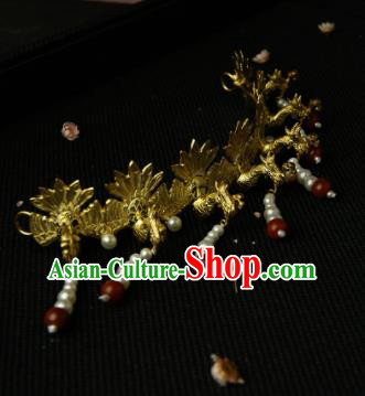 Chinese Ancient Ming Dynasty Queen Tassel Hairpins Phoenix Hair Crown Traditional Hanfu Hair Accessories for Women