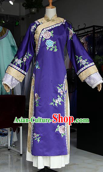 Chinese Ancient Drama Empress Purple Costumes Traditional Qing Dynasty Palace Queen Dress for Women