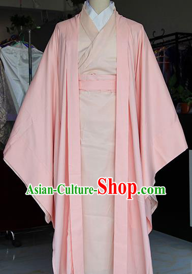 Chinese Ancient Drama Nobility Childe Pink Costumes Traditional Jin Dynasty Swordsman Clothing for Men