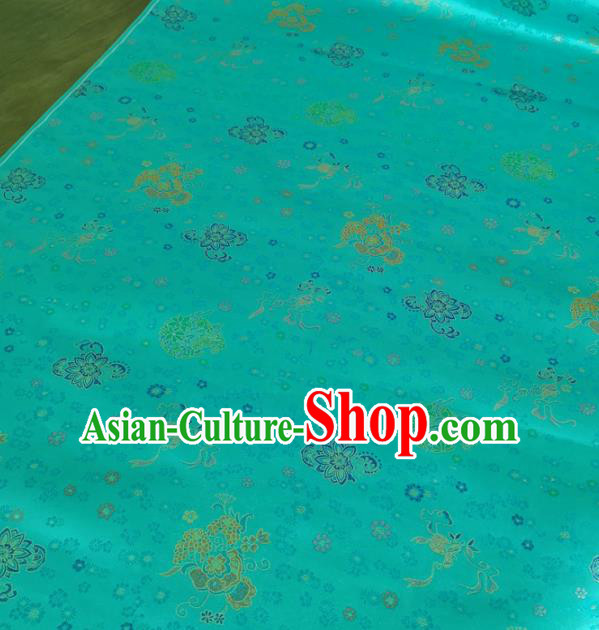 Traditional Chinese Royal Lucky Lotus Pattern Design Green Brocade Silk Fabric Asian Satin Material