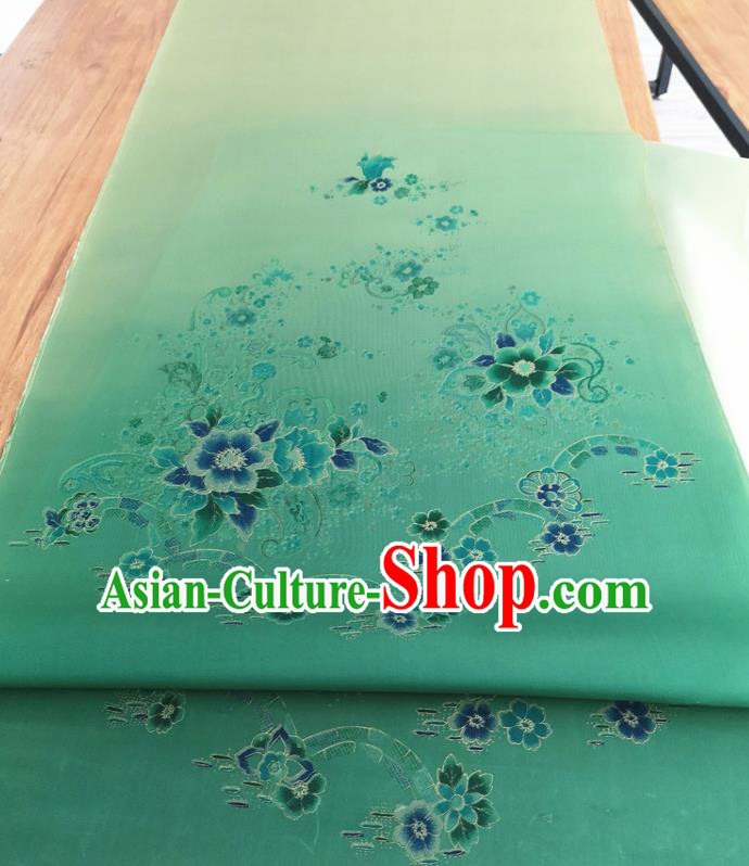 Chinese Traditional Pattern Design Green Silk Fabric Brocade Asian Satin Material