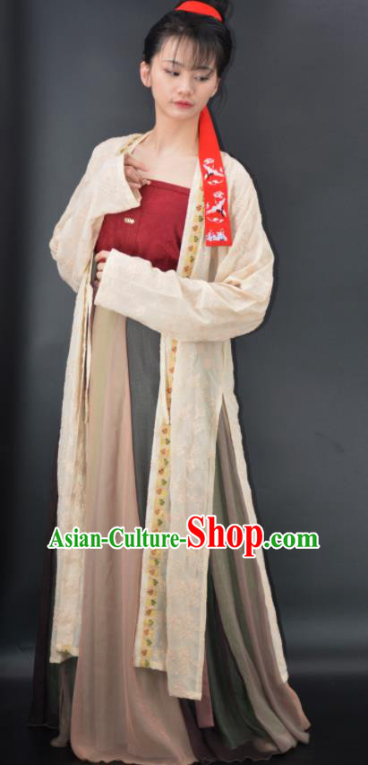 Chinese Traditional Song Dynasty Young Lady Replica Costumes Ancient Country Girl Hanfu Dress for Women