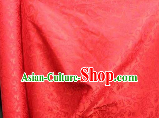 Chinese Traditional Scroll Pattern Design Red Satin Hanfu Brocade Fabric Asian Silk Material
