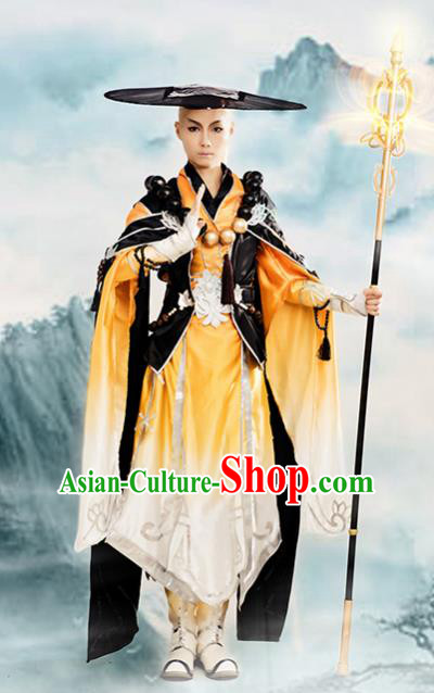 Chinese Ancient Cosplay Knight Monk Clothing Traditional Hanfu Swordsman Costume for Men