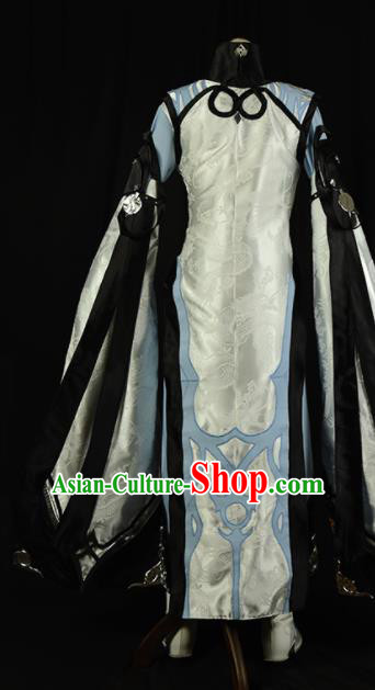 Chinese Ancient Cosplay Royal Highness Knight Blue Clothing Traditional Hanfu Swordsman Costume for Men