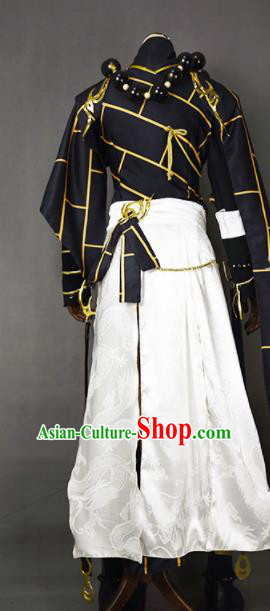 Chinese Ancient Cosplay Knight Monk Black Clothing Traditional Hanfu Swordsman Costume for Men
