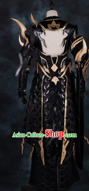 Chinese Ancient Cosplay Heroine Black Armor Female Knight Dress Traditional Hanfu Swordsman Costume for Women
