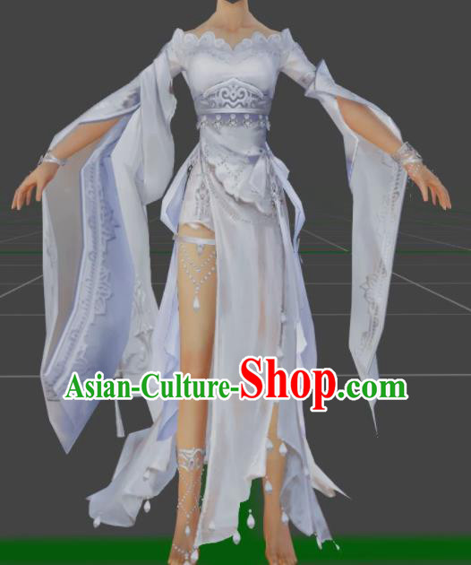 Chinese Ancient Cosplay Female General Heroine Lilac Dress Traditional Hanfu Princess Swordsman Costume for Women