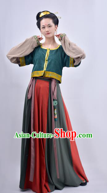 Chinese Traditional Tang Dynasty Court Maidservant Replica Costumes Ancient Palace Lady Hanfu Dress for Women