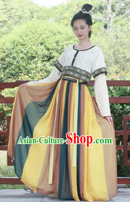 Chinese Traditional Tang Dynasty Replica Costumes Ancient Court Maidservants Hanfu Dress for Women