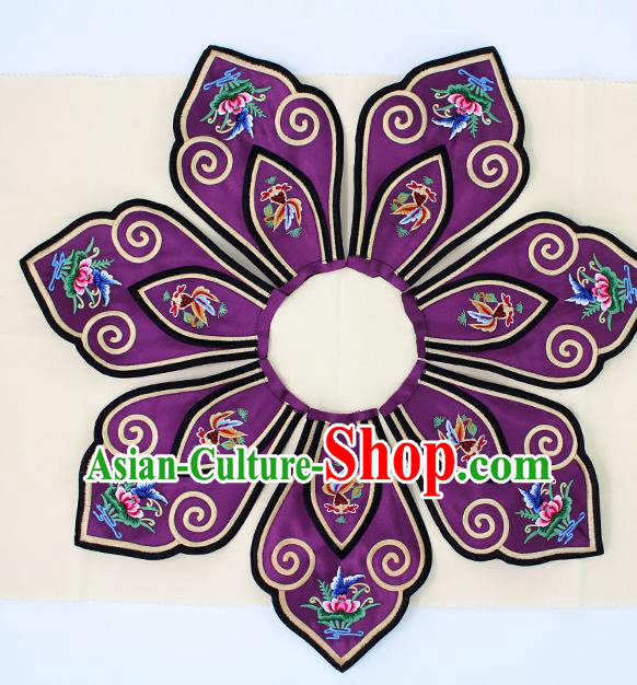 Chinese Ancient Qing Dynasty Princess Embroidery Flowers Purple Shoulder Cappa Traditional Embroidered Craft for Women