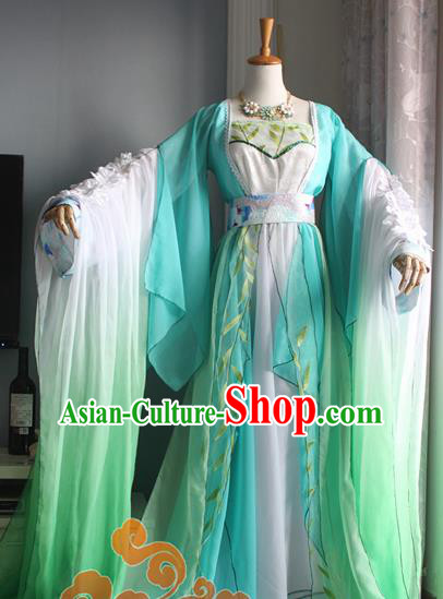 Traditional Chinese Cosplay Princess Consort Green Dress Ancient Court Lady Swordswoman Costume for Women