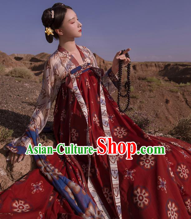 Chinese Ancient Tang Dynasty Court Maid Hanfu Dress Traditional Palace Odalisque Costumes for Women