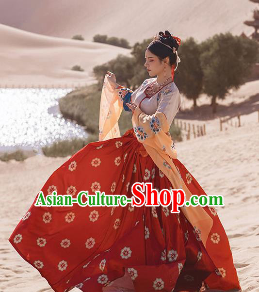 Chinese Ancient Dunhuang Flying Apsaras Dance Hanfu Dress Traditional Tang Dynasty Court Lady Costumes for Women
