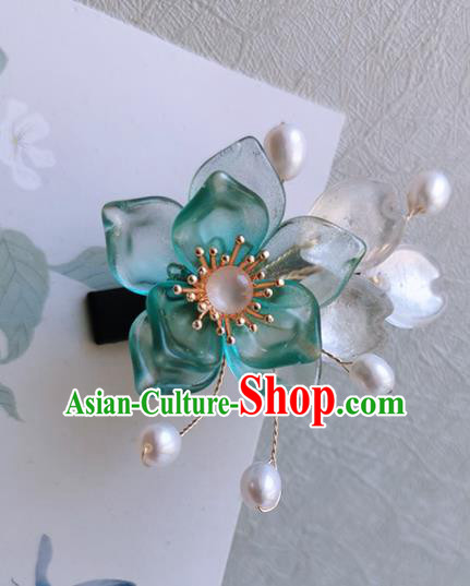 Chinese Handmade Ancient Green Peach Blossom Hair Claw Hairpins Traditional Hanfu Hair Accessories for Women