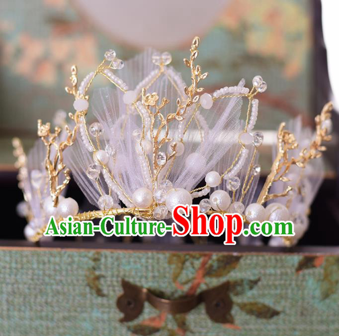 Top Grade Handmade Baroque Beads Royal Crown Traditional Princess Wedding Hair Accessories for Women