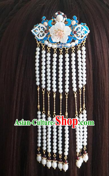 Chinese Ancient Princess Tassel Blueing Hair Claw Hairpins Traditional Handmade Hanfu Hair Accessories for Women
