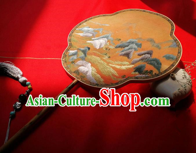 Chinese Ancient Court Embroidered Fans Traditional Princess Hanfu Palace Fan for Women