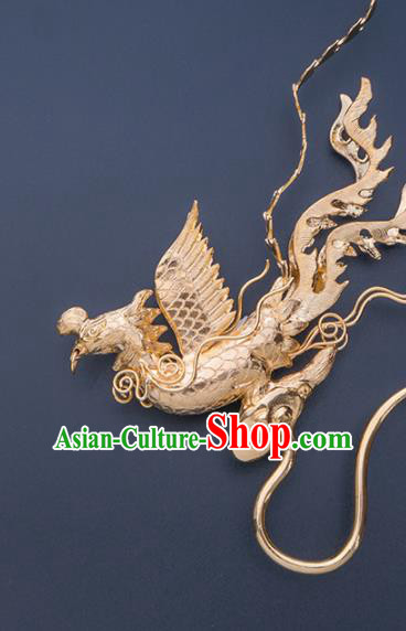 Ancient Chinese Ming Dynasty Phoenix Step Shake Hairpins Traditional Hanfu Court Hair Accessories for Women