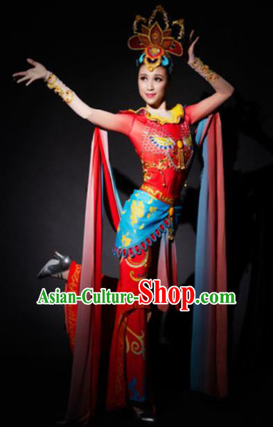Chinese Spring Festival Gala Dunhuang Flying Apsaras Dance Red Dress Traditional Classical Dance Costume for Women