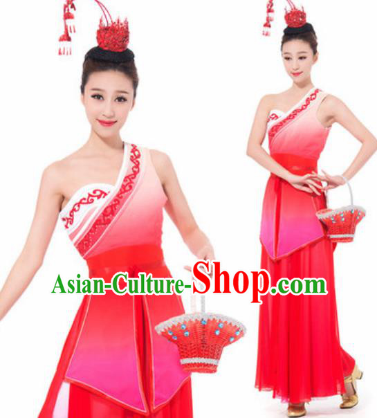Chinese Spring Festival Gala Dance Red Dress Traditional Classical Dance Costume for Women