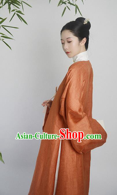 Traditional Chinese Ming Dynasty Taoist Nun Orange Hanfu Dress Ancient Nobility Lady Replica Costumes for Women