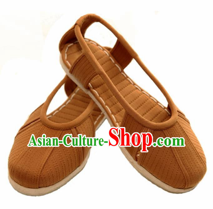 Traditional Chinese Buddhist Monk Shoes Handmade Ginger Multi Layered Cloth Sandal Martial Arts Shoes for Men