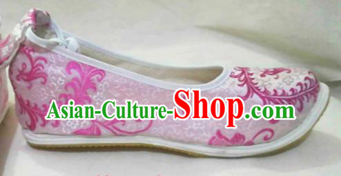Traditional Chinese Wedding Pink Satin Shoes Handmade Hanfu Shoes Ancient Princess Shoes for Women