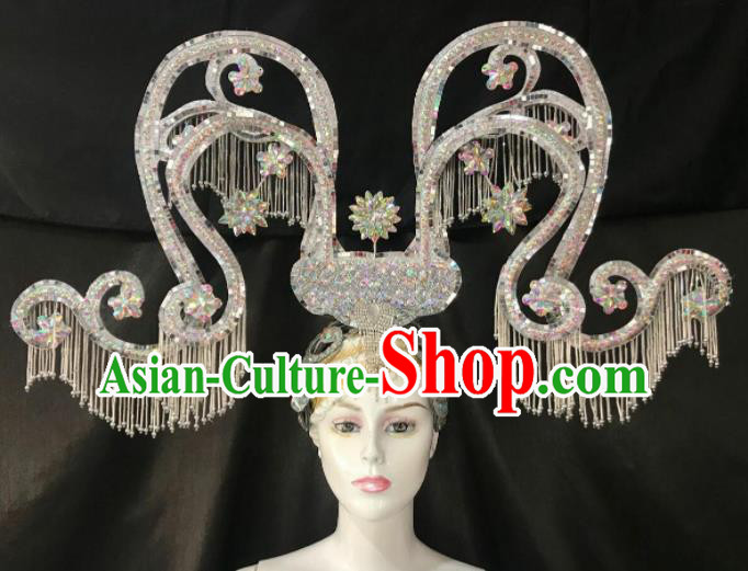 Customized Halloween Carnival Stage Show Deluxe Giant Hair Accessories Brazil Parade Samba Dance Headpiece for Women