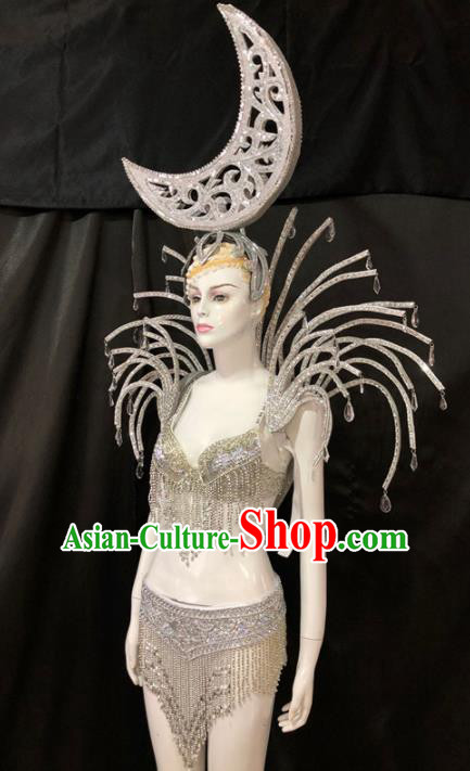 Customized Halloween Samba Dance Costumes Brazil Parade Giant Backboard and Headpiece for Women