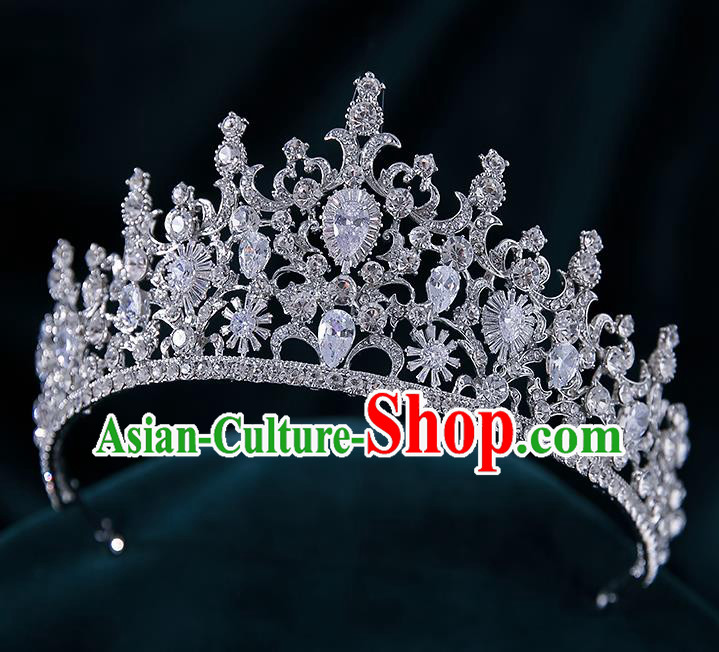 Top Grade Handmade Princess Zircon Crystal Royal Crown Wedding Bride Hair Accessories for Women