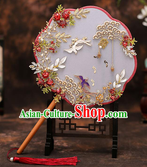 Chinese Traditional Wedding Prop Silk Fan Ancient Bride Palace Fans for Women