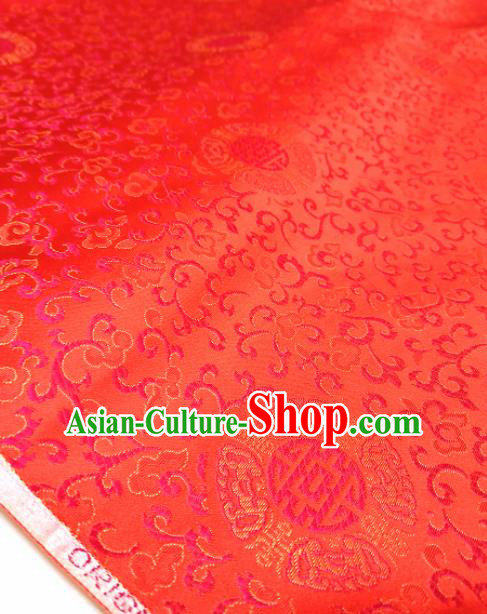 Asian Chinese Traditional Twine Pattern Design Red Brocade Silk Fabric China Hanfu Satin Material