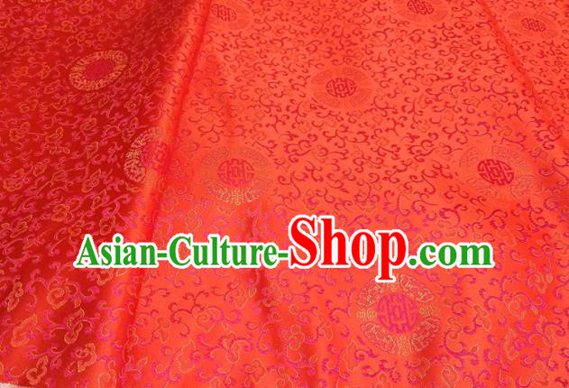 Asian Chinese Traditional Twine Pattern Design Red Brocade Silk Fabric China Hanfu Satin Material