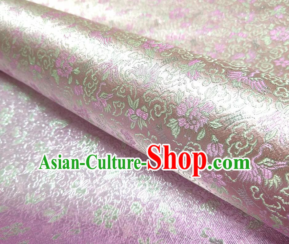 Asian Chinese Traditional Crane Pattern Design Pink Brocade Silk Fabric China Hanfu Satin Material