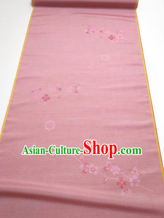 Asian Chinese Traditional Cherry Blossom Pattern Design Pink Silk Fabric China Hanfu Silk Material