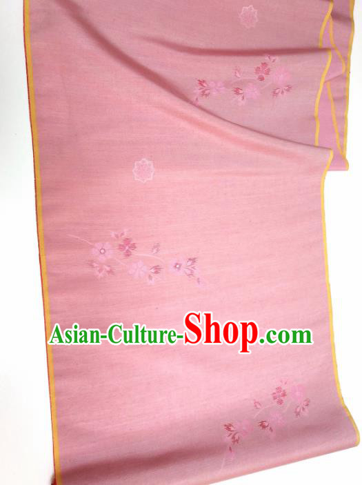 Asian Chinese Traditional Cherry Blossom Pattern Design Pink Silk Fabric China Hanfu Silk Material