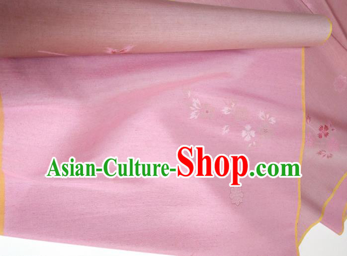 Asian Chinese Traditional Cherry Blossom Pattern Design Pink Silk Fabric China Hanfu Silk Material