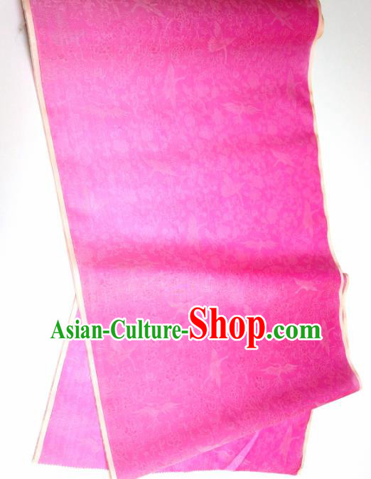 Asian Chinese Traditional Crane Peony Pattern Design Pink Silk Fabric China Hanfu Silk Material