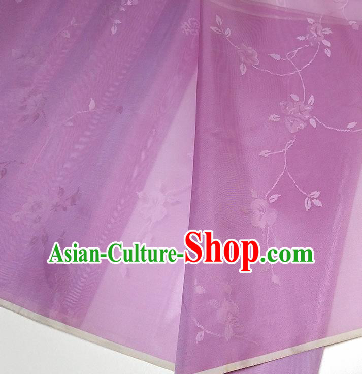 Asian Chinese Traditional Flowers Branch Pattern Design Purple Silk Fabric China Hanfu Silk Material